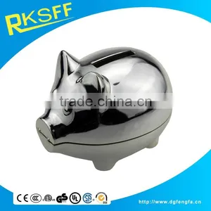 Factory Price Zinc Alloy Silver Plated Lovely Pig Shape Saving Box as Children Gift thumbnail-3