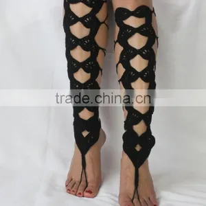 Crochet Cotton Barefoot Sandals Foot Anklet Bracelet Ankle Chain Beach,Barefoot Gladiators Sandals thumbnail-6
