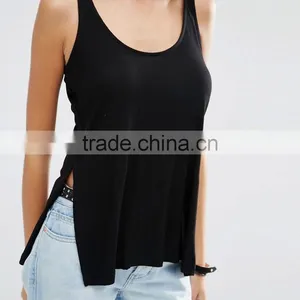 Sports Fit Singlet Women's Tank Tops With Side Split thumbnail-2