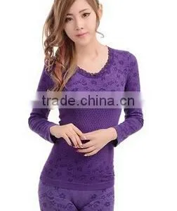 Custom New Winter Long Johns Women's Seemless Thermal Underwear Long Johns Set Care Thermal Underwear BY009 thumbnail-1