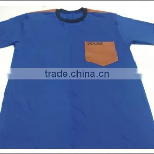 T-Shirt With Leather Pocket thumbnail-3