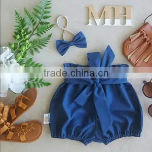 Wholesale Solid Yellow Ruffle Shorts Toddler Baby Girls Soft Cotton Pants thumbnail-2