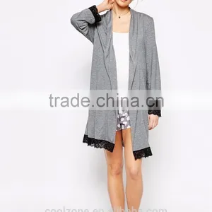 Regular Fit Long Sleeve Jersey Sleeping Robe for Women,maternity Lace Trims Robe 2016 thumbnail-5