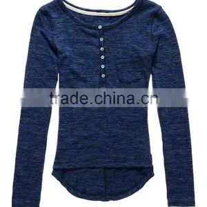 2016 Guangzhou Shandao Wholesaler Casual Style Autumn Round Neck Navy Bodycon Soft Cotton Long Full Sleeve Tops For Girls thumbnail-5