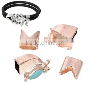 Zinc Based Alloy Hook Clasps Bracelet End Bar With Slider For Leather Bracelet Owl Halloween Rose Gold Skyblue thumbnail-3