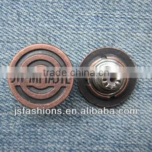 Letter Printed Rust Color Alloy Jeans Button, Fashion Alloy Shank Button for Denim Clothes thumbnail-1