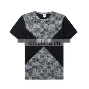 Panneled 100%cotton Mens Fashion T-shirt 2015 Short Sleeve T-shirts With Printed Pannels thumbnail-2