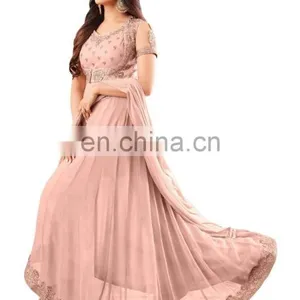 Women Occasion Party Wear Semi Stitched Georgette Anarkali Suit Dress Material 2017 thumbnail-2