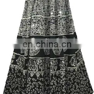 Indian GYPSY Handmade Cotton Long Skirt Boho Wrap Around Mandala Sarong Block Print Hippie Skirt Dress Wholesale thumbnail-4