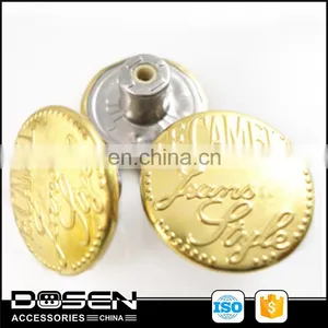 2015 Newest Brass Jean Button for Garment Buyer in Usa, Wholesale Garment Button Gold Tone Jeans Button Style thumbnail-1