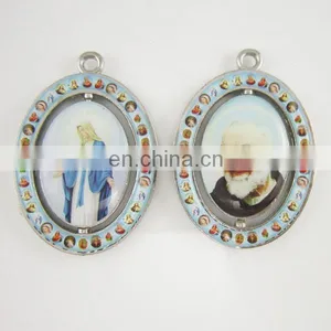 Catholic Rotating Cross Icon Pendant With Saint Images thumbnail-1