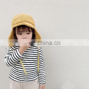 4097/Hot Selling Various Color Warm Stripe Kids Undershirt Wholesale Autumn Winter Girls Top thumbnail-2