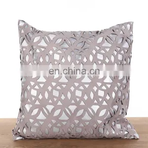 Geometric Pattern Laser Cutting for Decorative Pillow Case Home Suede Grey Decor Square Pillowcase thumbnail-3