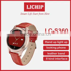 Raising Hand up Light up Open Looking Phone Leather Band Women 8 Interface S360 Smart Watch thumbnail-1