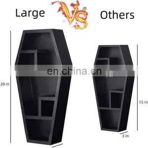 Gothic Home Decor Wooden Coffin Shelf for Display or Storage thumbnail-5