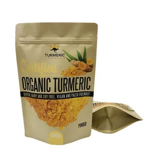 High Quality Stand up Zipper Kraft Paper Plastic Turmeric Cinnamon Powder Packaging Bag thumbnail-2