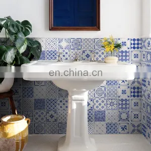 Blue and White Porcelain Art Tiles Chinese Blue Restaurant Kitchen Tiles thumbnail-1
