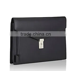 New York Men Black Smooth Leather Gusseted Portfolio Leather Business Bag Hand Bag thumbnail-2