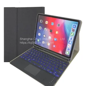 Apple IPad12.9.7 Inch Protective Case Bluetooth Keyboard 2017 Wonderful Touch Colorful Backlit Leather Pen Holder thumbnail-2