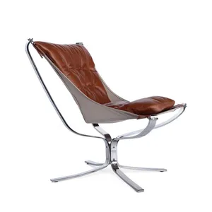 Seagull Chair Low Back Version Vatne Design Leather Swivel Chair With Polished Chrome Frame thumbnail-2