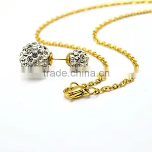 High Quality Jewelry Saudi Gold Jewelry Necklace Double Hoop Crystal Jewelry Set thumbnail-5