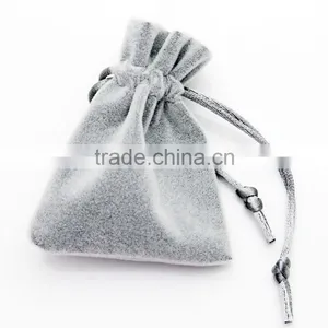 Soft Gray Velvet Gift Packing Drawstring Pouch thumbnail-1