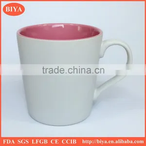 Custom Coffee Mug Ceramic Coffee Mug for Promotion ,matte White and Shinny Pink thumbnail-1