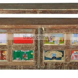 Vintage Industrial Recycled Wood TV Cabinet, Recliamed Wood Cabinet thumbnail-1