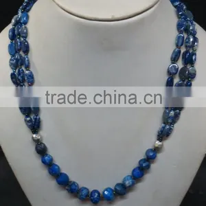 Lapis Lazuli High Quality Oval and Faceted Rondelle Fashion Jewelry Stone Necklace thumbnail-1