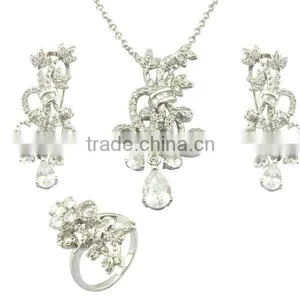 Elegant 925 Sliver Luxury Jewelry Set Rhodium Plating thumbnail-1