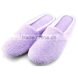 High Quality Plush Fabric Slipper for Hotel, Purple Color, Washable thumbnail-1