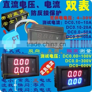 100A Ammeter 100V Voltmeter 2in1 Digital Voltage Current Meter DC 12V 24V Dual Display Volt Amp Monitor + Current Transformer thumbnail-1