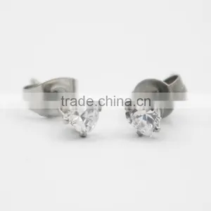 Trendy Steel Earring Studs With Clear Crystal Office Lady Stud Earring With Heart Crystal thumbnail-4