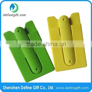 Silk Screen Logo Sticky Slap Mobile Phone Silicone Wallet Stand thumbnail-2