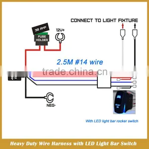 Heavy Duty Wire Harness With LED Light Bar Rocker Switch for LED Work Light Bar thumbnail-1