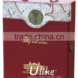 Hot Sell Fashion PU Leather Wine Gift Package With Handle Leather Wine Box Package Custom Cardboard Package Design Box thumbnail-1