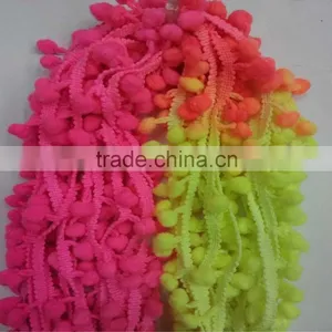 Space Dye Nylon Changing Pom Pom Fringe Tassel Rainbow Trim Pon Pon Trims thumbnail-3