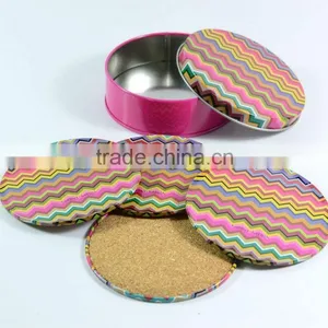 [Advertising Gifts]-colorful Tinplate Cork Cup Coaster thumbnail-1