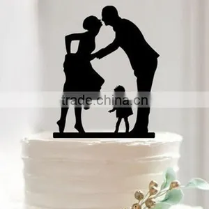 Silhouette Bride and Groom Mr & Mrs Wedding Acrylic Cake Topper Anniversary thumbnail-5