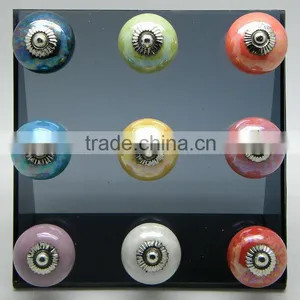 Ceramic Drawer Pull Knobs With Metal Fittings - Special Effect thumbnail-1