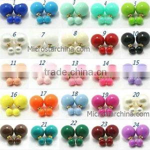 Wholesale Women Fashion Pearl Earring Two Ball Magnetic Ear Stud thumbnail-1