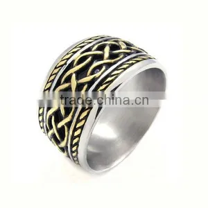 Black Epoxy Chain Pattern Design Casting Rings Jewelry Ring Silver Ring Stainless Steel Ring Factory Manufacturer Sale (LR9006) thumbnail-1