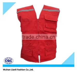 Red Cotton Men's With Reflective Tapes Life Vest thumbnail-1