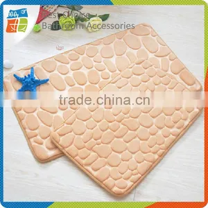 Solid Coral Fleece Pebble Bath Mat thumbnail-1