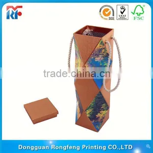 Red Red Printed Hard Paper Design Wine Box With Handle thumbnail-1