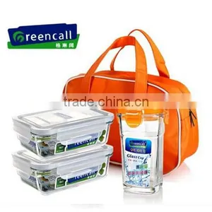 Microwave Safe Round Borosilicate Glass Transparent Food Container Set 3pcs thumbnail-1