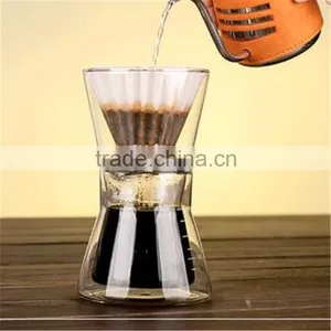 Double Wall Heat-resistant Borosilicate Glass Coffee Pot With Calibration and Filter Hot Sale Product 300ML thumbnail-3