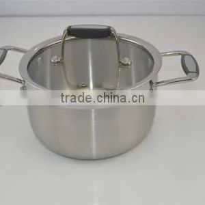Kitchen Cabinet Item Tri-ply Stainless Steel Kitchen Queen Cookware Set With Silicon Handle and Glass Lid thumbnail-4