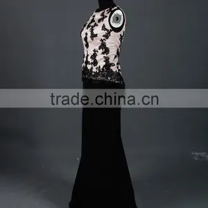 RSE670 Boat Neckline Champagne And Black Two Piece Mother Of The Bride Lace Dresses thumbnail-3