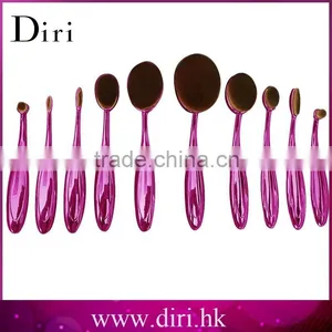 2017 Custom Logo Makeup Brushes Rose Gold Painting Oval Brush Set Tooth Makeup Brush Set 10pcs thumbnail-1